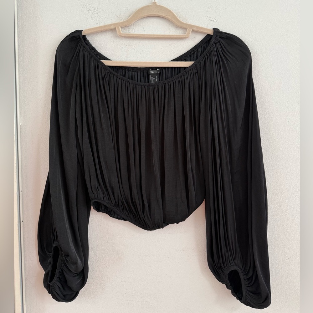 Forever 21 Black Ruched Blouse